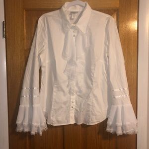 White Blouse with Lace Trim